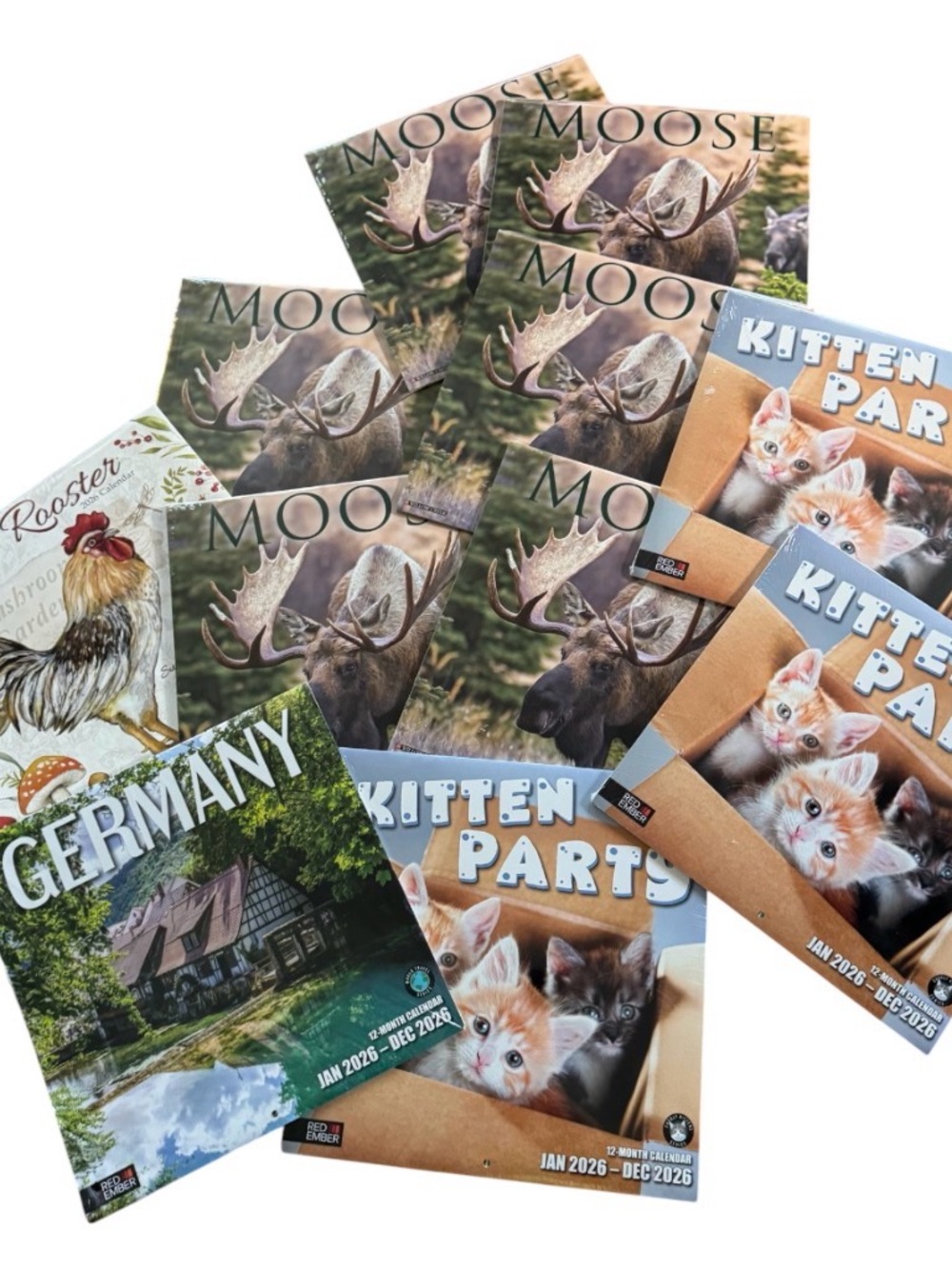 Assorted Cat & Wildlife Calendars - Kitten Parts & Moose Designs (Multi-Color)